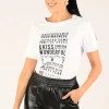 AALIYAH PRINT T-SHIRT IN WHITE/BLACK