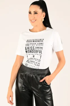 AALIYAH PRINT T-SHIRT IN WHITE/BLACK