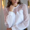 Adele Lace Combo Top in white
