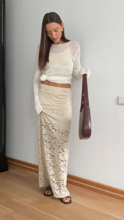Alba Lace Skirt in Sand