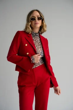 Alicia Bell Sleeve Blazer in red
