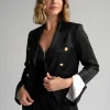 Alicia Bell Sleeve Blazer in shiny black