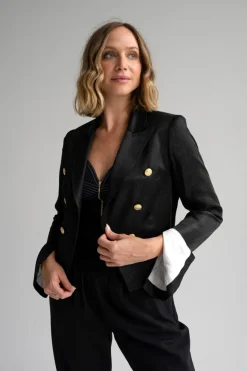 Alicia Bell Sleeve Blazer in shiny black