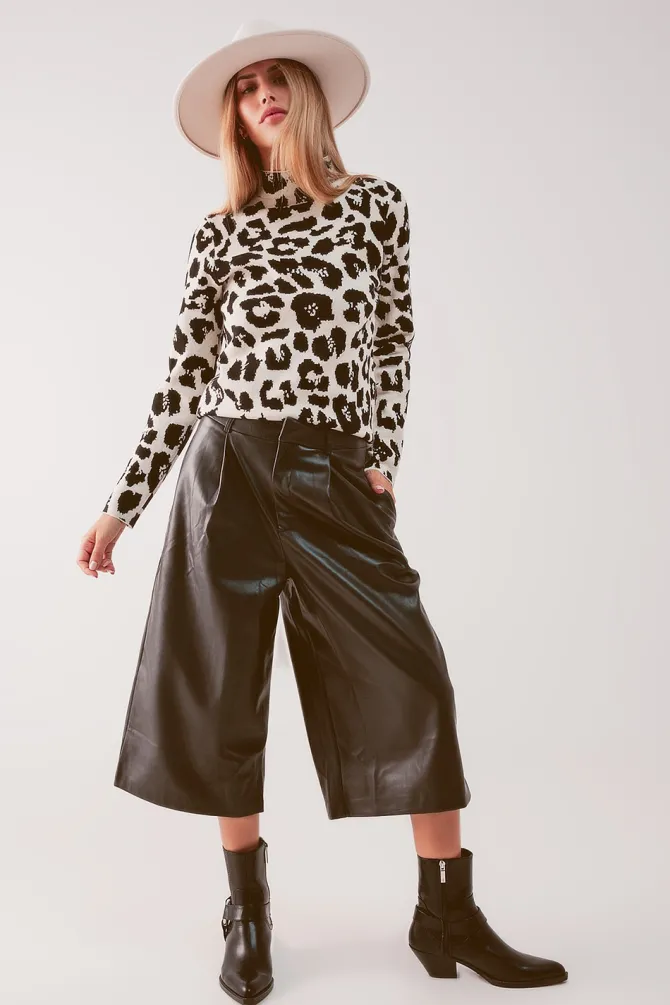 Amber Faux Leather Shorts in Black