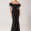 Arana Gown With Feather Puff Sleeves