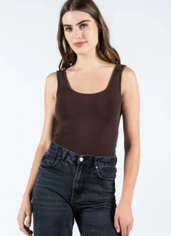 Bamboo Short Tank in brown
