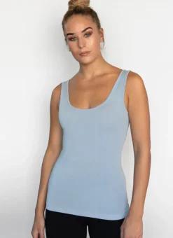 bamboo short tank in light blue