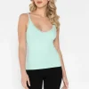 Bamboo Tank W/Lace Trim in honeydew