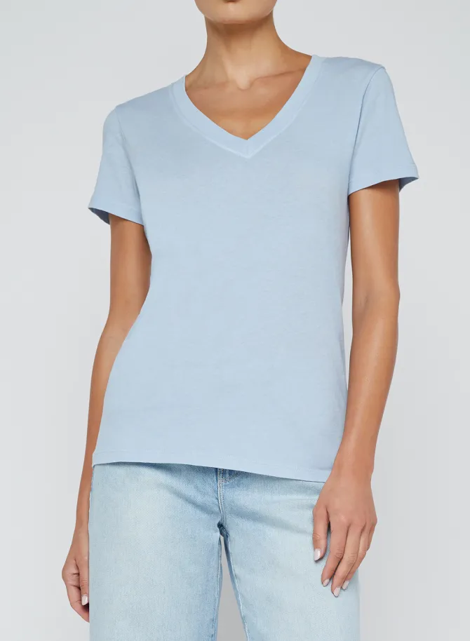Becca V-neck Top in blue fog