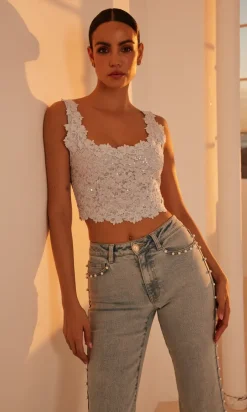 Bronwyn Sequin Corded Lace Top