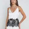 Bryna Silk Lace Camisole in white/black