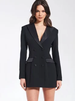 Calista Black Stretch Crepe Blazer Dress Large