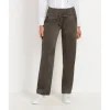 Candice Suede Straight pant in khaki