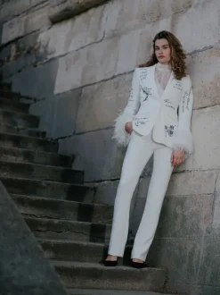 Cheyenne Blazer Love Letter Feather in ivory/black