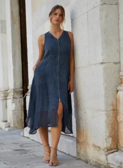 Chiara Zipper dress in Indigo