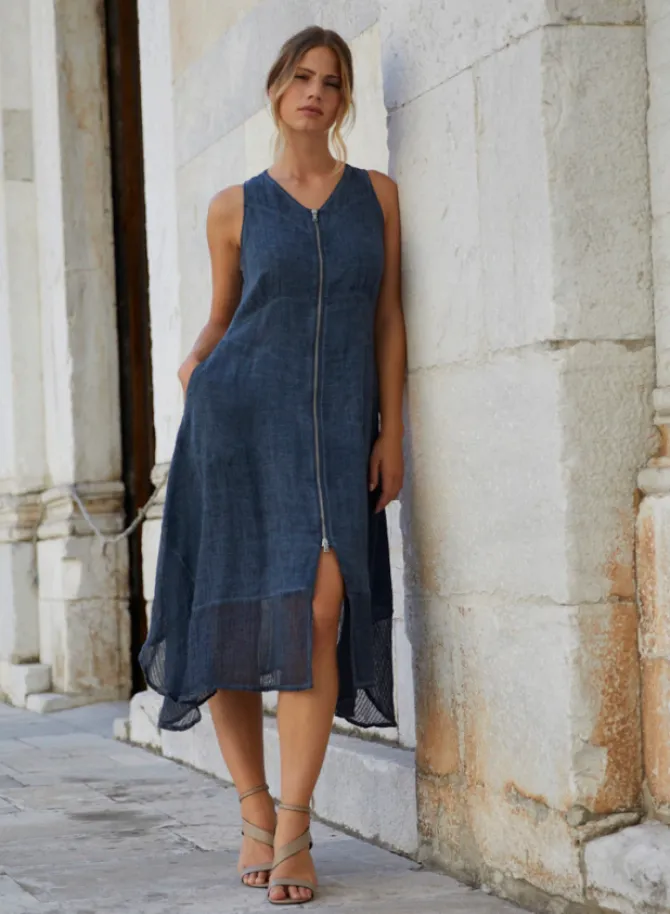 Chiara Zipper dress in Indigo