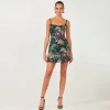 Cora Mini Dress in black fushia floral
