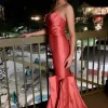 Coral Strapless Mermaid Gown -10