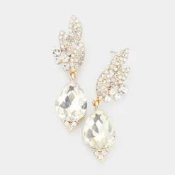 Crystal Leaf Dangle Earrings
