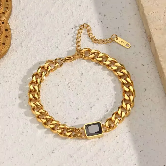 Cuban Stone Bracelet in black