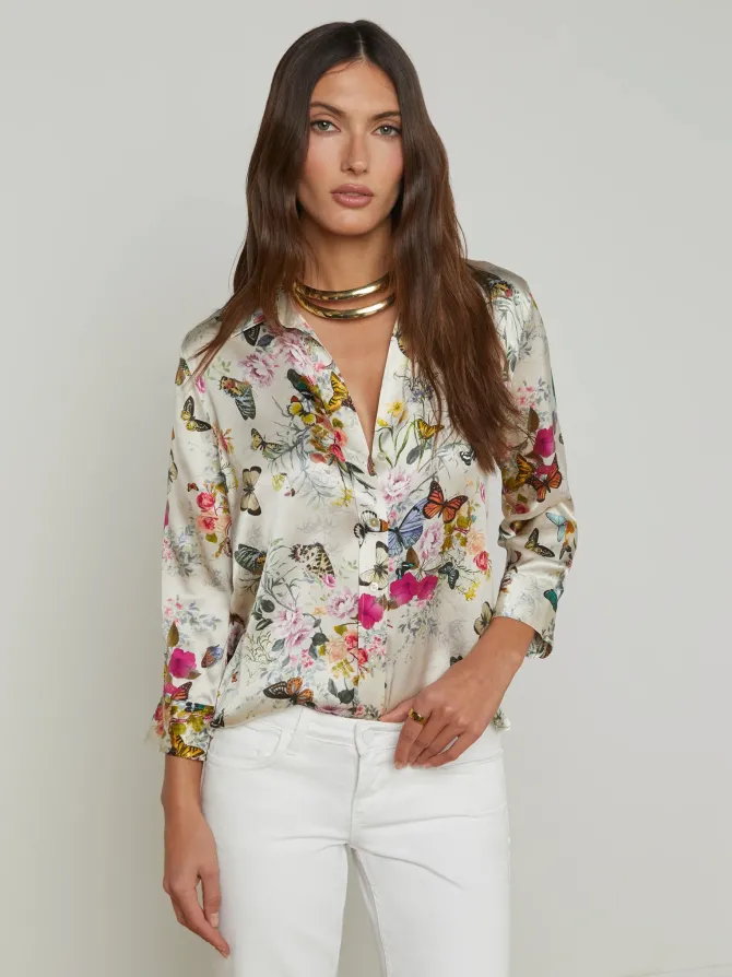 Dani Blouse in white butterfly