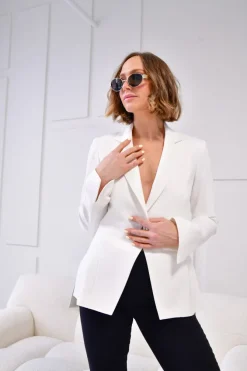 Daniela Lined Blazer in ivory – 8