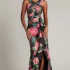 Elarra Floral Waterfall Flounce Gown