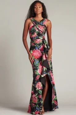 Elarra Floral Waterfall Flounce Gown