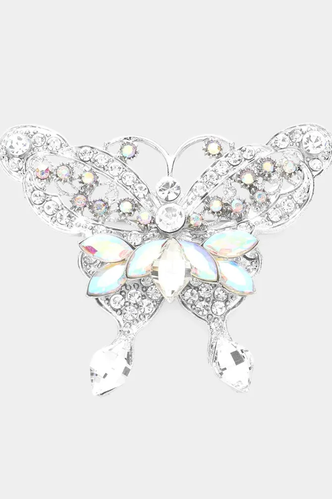 Embellished Butterfly Pin Brooch in crystal
