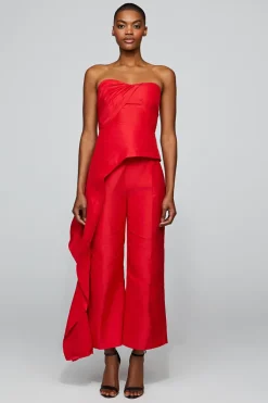 Emelie Peplum Top IN SCARLET