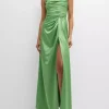 Fella Strapless Pleated Side-Slit Gown