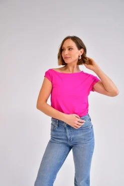 Fernanda One Shoulder Top in fushia