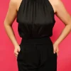 Freda Halter Top in Black – LARGE