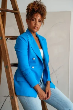 Freda’s thumb jacket in turquoise – xs