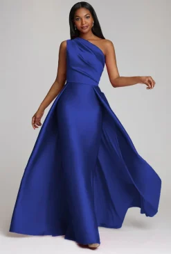 Gael One Shoulder Skirt Dress in Royal