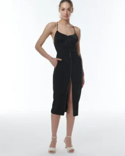 Gaia Zip Pencil Skirt in black