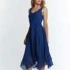 Giulia Linen Dress in Harbor Blu