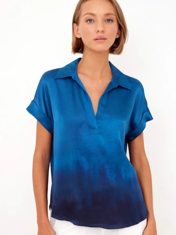 GO LUXE POLO PLACED TOP in tangled up blue