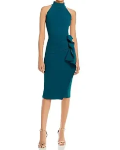 gudrum ruffled sheath dress in teal