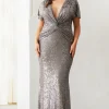 Gunmetal Sequin Gown