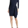 Hypnos Draped Bodycon Midi Dress in blu notte