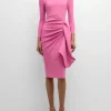 Hypnos Draped Bodycon Midi Dress