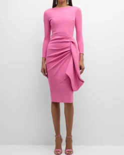Hypnos Draped Bodycon Midi Dress