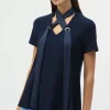 Jessi Satin Scarf Top in midnight blue