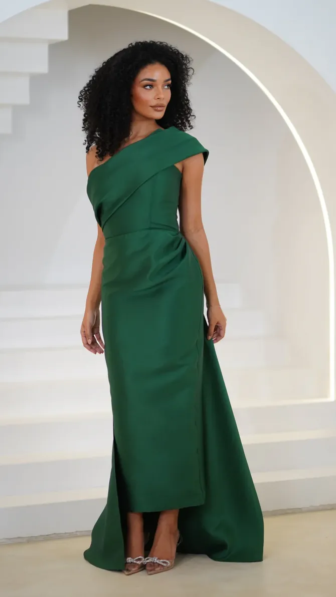 juna Taffeta Train Gown in hunter