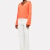 Kate Pointelle V-Neck Top in hot coral