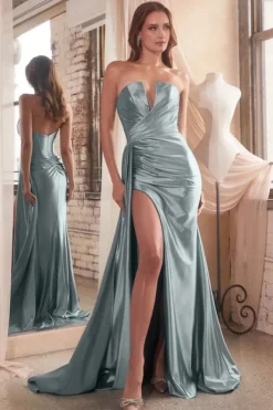Kiza Strapless Gown in dusty blue