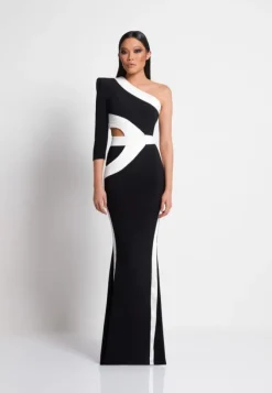 Knowles ASYMETRICAL Gown in black/white