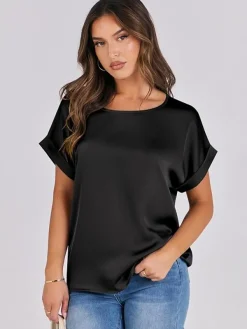 lindie Satin Top in black