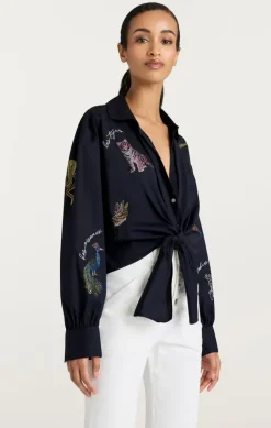 Mariana jungle top in navy